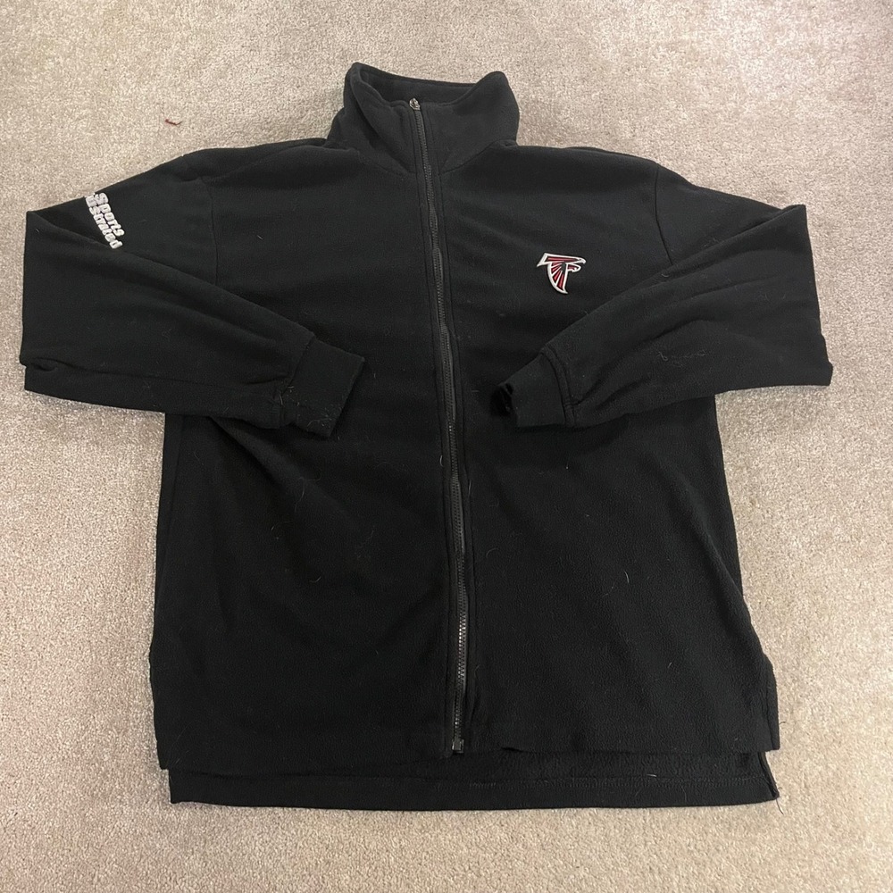 NFL Atlanta Falcons Fleece Jacket Mens XL Black Zip Up Sports Jacket